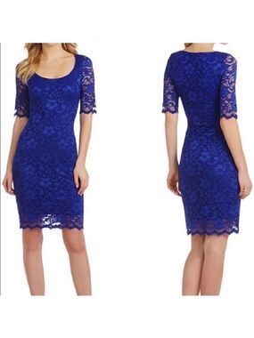 Badgley Mischka blue lace dress